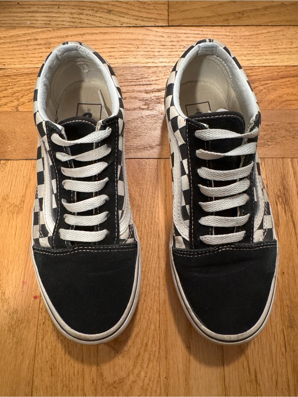 Vans Black and White Checkerboard Lace-Up Platform Sneakers - women’s 7.5